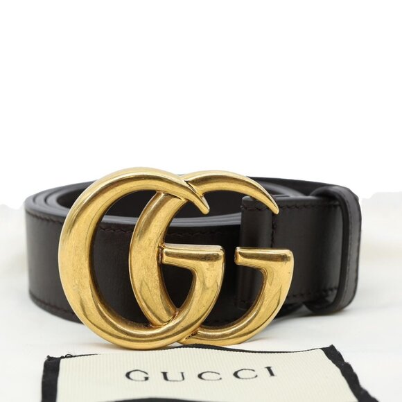 Gucci  GG Buckle Marmont Thin Leather Belt Black 414516 Size 75/30 main image 4